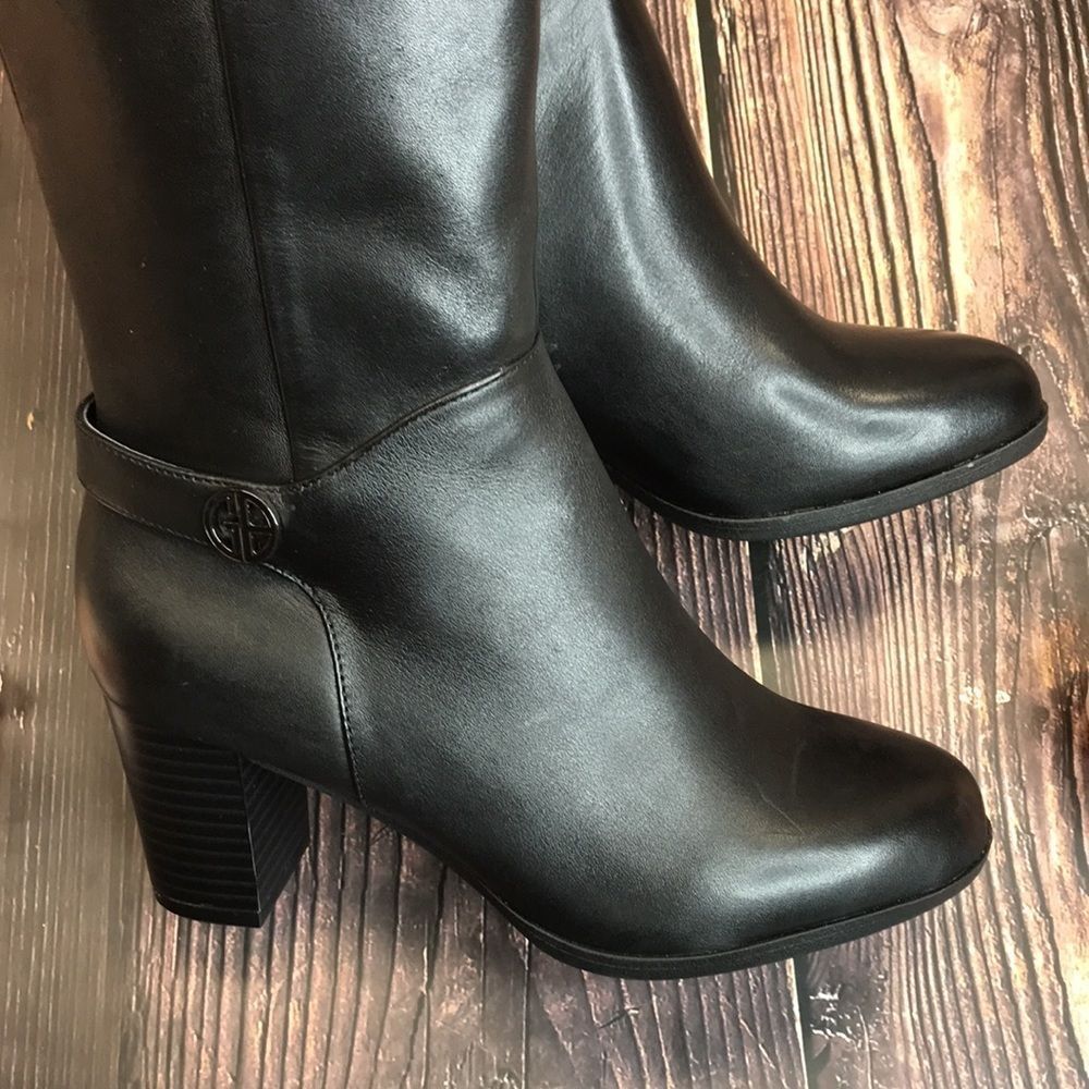 Giani Bernini Adonny Wide Calf Black Leather Boots - Picture 7 of 8